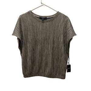 Express Metallic Pleated Top Size Small Retro Short Sleeves Women's Size XS